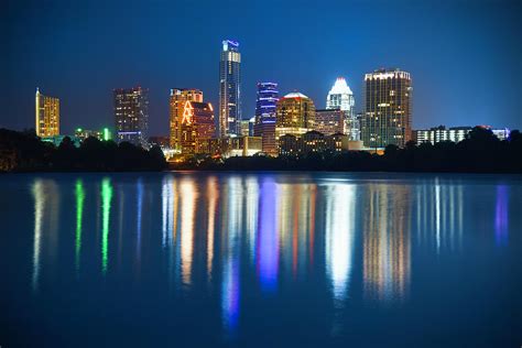 Austin Skyline Cityscape At Night by Dszc