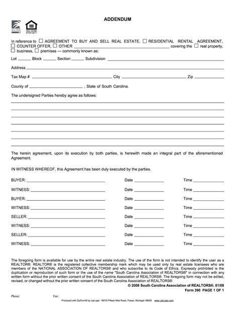 Fillable Online Addendum Fillable Sc Pdf 2008 Form Fax Email Print