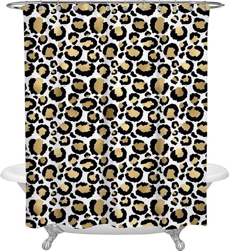 Leopard Print Shower Curtain Set Stylish Bathroom Decor With 12 Hooks