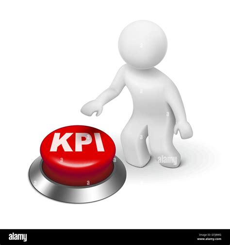 3d Man With Kpi Key Performance Indicator Button Isolated White