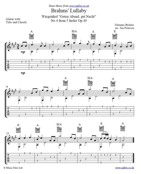 Johannes Brahms Lullaby Cradle Song Or Wiegenlied Arranged For