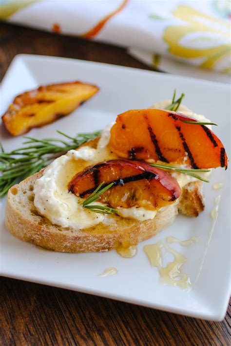 Rosemary Whipped Feta With Grilled Peaches And Honey