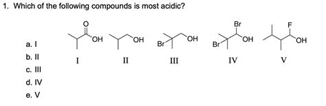 Solved Which Of The Following Compounds Is Most Acidic Chegg