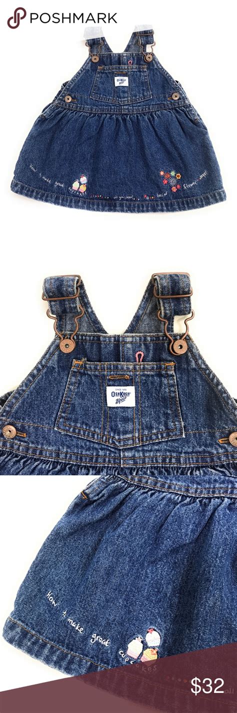 Vintage Oshkosh Embroidered Denim Jumper Dress