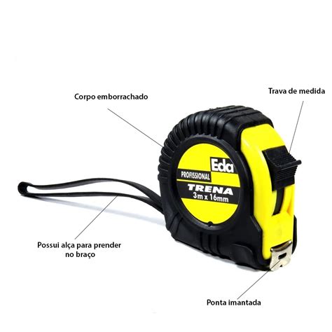 Trena Manual Profissional Trava Emborrachada 3m X 16mm Ponta