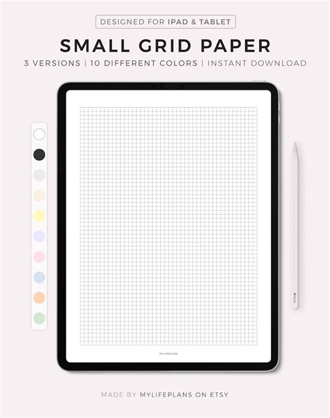 Small Grid Paper, Squared Paper, Digital Template for Annotation Apps ...