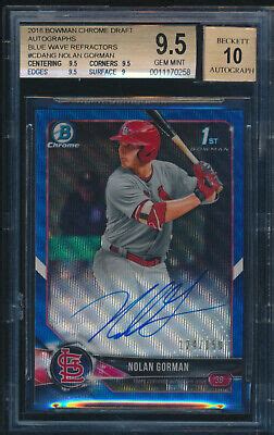 Bgs Nolan Gorman Auto Bowman Chrome Blue Wave Refractor Rc