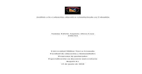 Análisis a la evaluación educativa estandarizada en Colombia PDF