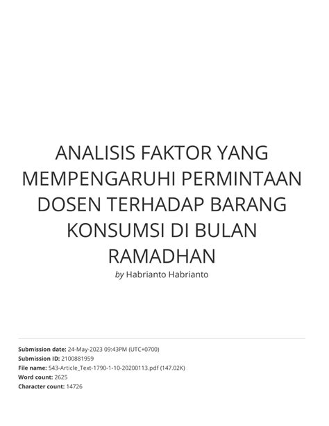 PDF ANALISIS FAKTOR YANG MEMPENGARUHI PERMINTAAN DOSEN TERHADAP