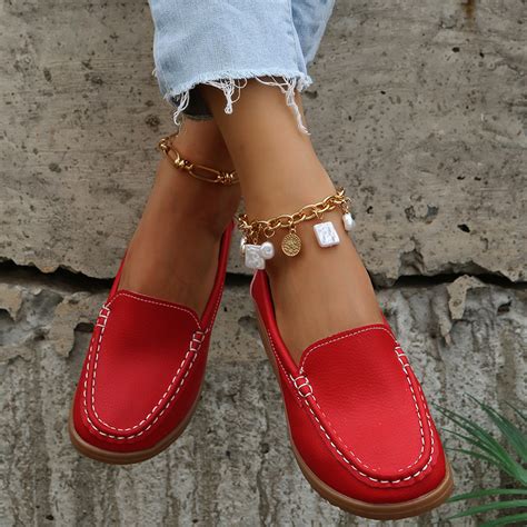 Women Red Loafers Shoes On Luulla