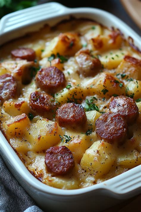 Kielbasa Sausage Cheesy Potato Casserole That Oven Feelin