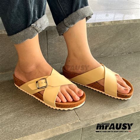 Jual Sandal Selop Wanita Cewek Birken Casual Mrausy Ringan Silang