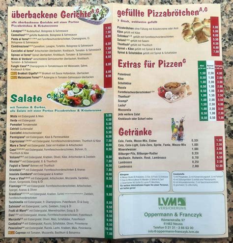 Speisekarte von Pizzeria Vulcano Erkelenz Hauptstraße 5