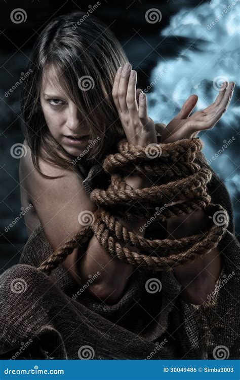 Wild Woman With Tied Up Hands Royalty Free Stock Image Image 30049486