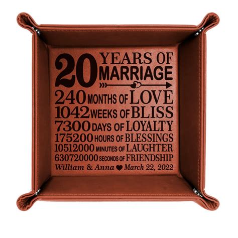 PERSONALIZED 20 Years of Marriage Engraved Leather Valet Tray ...