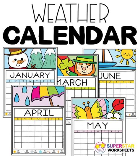 Colorful Weather Calendar - Superstar Worksheets