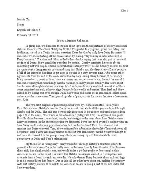 Socratic Seminar The Great Gatsby Pdf The Great Gatsby