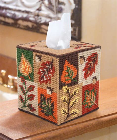 Mary Maxim Plastic Canvas Tissue Box Kit Fall Foliage Count