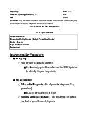 Abnormal Psychology Case Study Psychology Docx Psychology Name