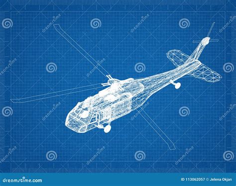 Military Helicopter 3D Blueprint Stock Image - Image of architecture ...