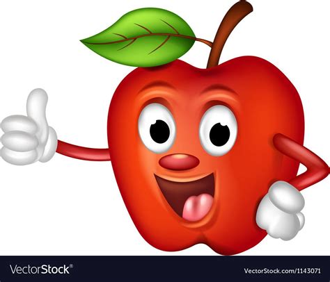 Funny Red Apple Thumbs Up Royalty Free Vector Image Manzana Roja