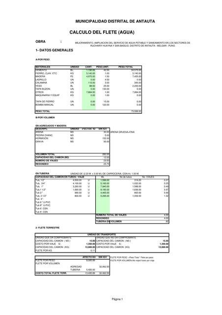 Calculo De Flete Nilton Yanapa Choque Udocz