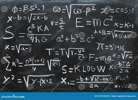 Mathematical Equations And Physics Formulas Handwritten On Blackboard Stock Image Image Of