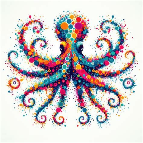 Premium Photo A Colorful Drawing Of A Colorful Octopus With