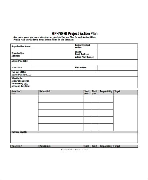 Action Plan Template Word Document