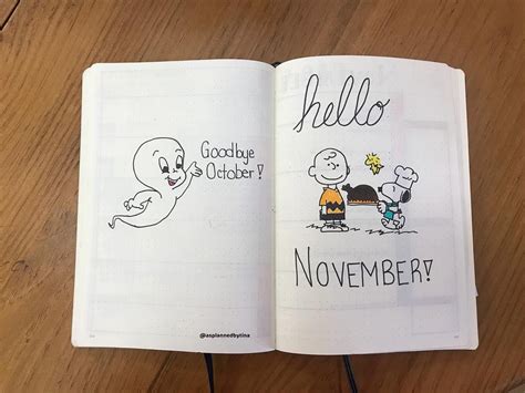 Bullet Journal Monthly Cover Page November Cover Page Casper Drawing