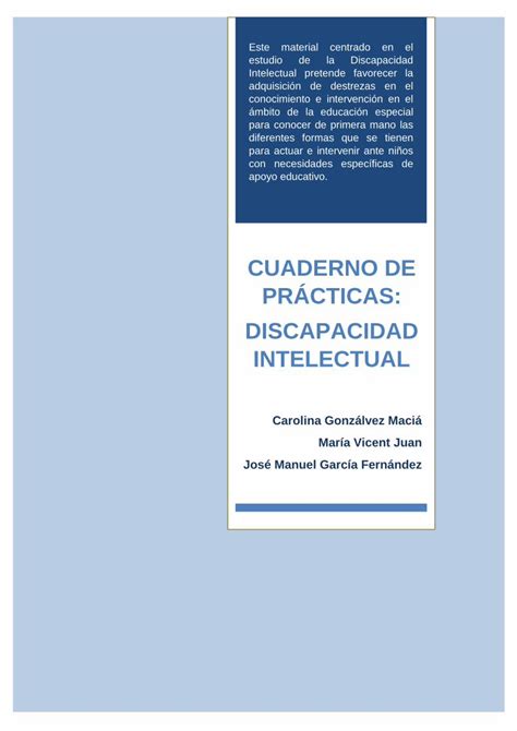 Pdf Cuaderno De Pr Cticas Discapacidad Intelectual Estudio De La