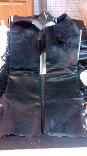 Purchase Vintage Unik Womans Leather Purple Rose Chaps With Fringe