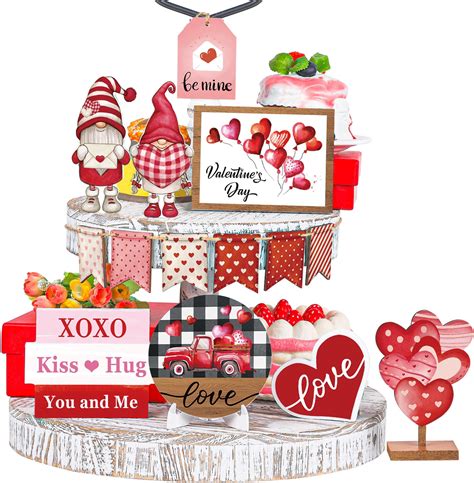 Amazon Jetec 12 Pcs Valentine S Day Tiered Tray Decor Set