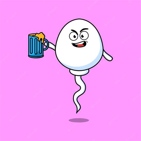 Premium Vector Sperm Cartoon Mascot Character With Beer Glass And