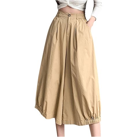 Ckpwisy Wide Leg Elastic Waist Crop Pants Casual Loose Flowy Capris