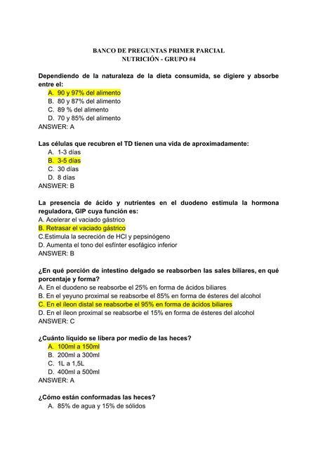 Banco De Preguntas De Nutrici N Pedro Castro Udocz