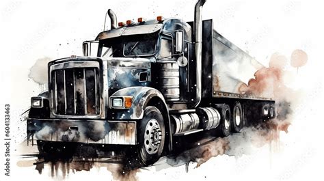 semi truck illustration color isolated art vintage retro ai generative ...