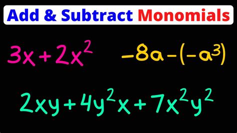 Adding Subtracting Monomials Eat Pi Youtube