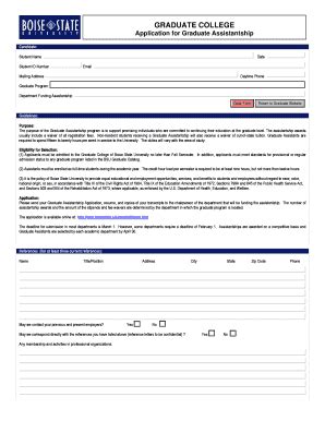 Fillable Online Ipt Boisestate Graduate Assistantship Application Form