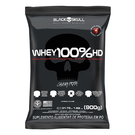 Whey 100 HD 900g Refil Baunilha Black Skull OtimaNutri