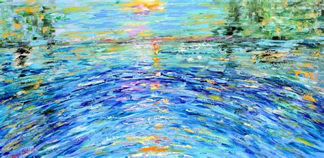 Water Reflections Abstract Painting Oil Palette Knife Impressionism On