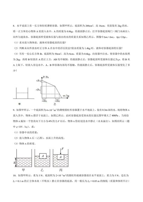 人教版2021 2022学年八年级物理下学期第十章《浮力》计算题培优专训（word版含答案）21世纪教育网 二一教育