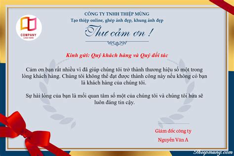 Viết thư cảm ơn khách hàng đẹp tốt nhất cho công ty