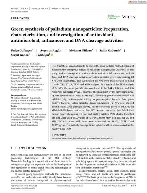 Pdf Green Synthesis Of Palladium Nanoparticles Preparation