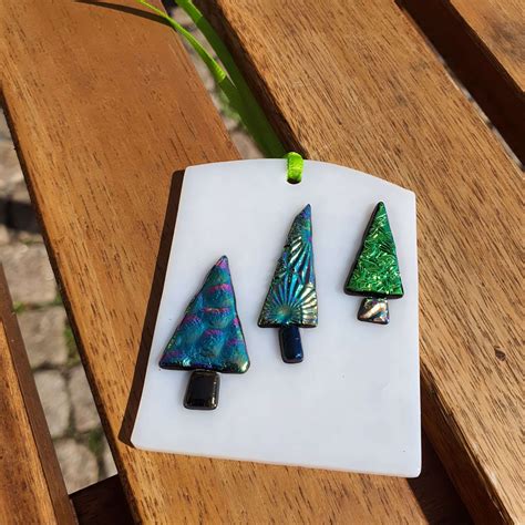 Three Trees Fused Glass Decoration Connemara Blue