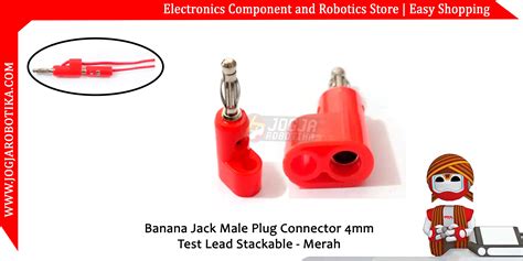 Jual Banana Jack Male Plug Connector 4mm Test Lead Stackable Merah