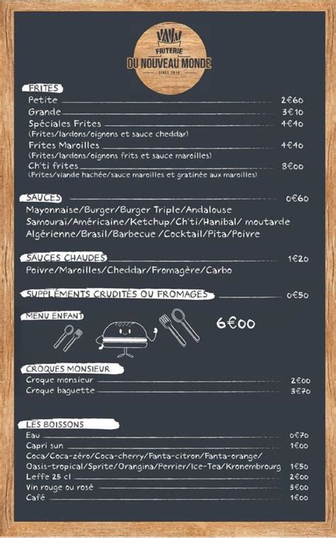 Menu Au Friterie Du Nouveau Monde Hazebrouck