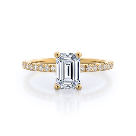 Emerald Cut Lab Diamond Engagement Ring Temple Grace Nz