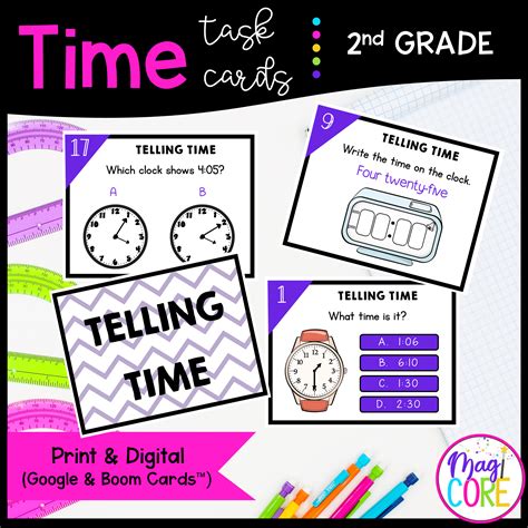 Telling Time 2nd Grade Math Task Cards Magicore