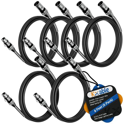 Xlr Cable 8 Feet 6 Pack 22awg Zinc Alloy Shells Xlr Male To Female